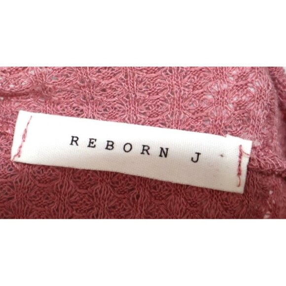 Vintage Y2K Reborn J Womens Pink Waffle Knit Long-Sleeve Top With Scalloped Trim - Picture 2 of 8